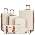 Produktbild: Travelhouse Bari Premium Kofferset 6-teilig – Robust & leichtes ABS Hartschalen Trolley Set mit 4 Koffern, TSA-Schloss, 360° Rollen, Reisetasche & Kulturbeutel – Stilvolles Reisegepäck für Jede Reise