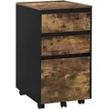 Produktbild: Mobiler Aktenschrank, Schrank Für Aktenordner, Aufbewahrungsschrank Im Büro, Büroschrank Mit Rollen, Rollcontainer Mit 3 Schubladen, Dunkle Eiche Schwarz, 40x70x40 Cm - Woltu