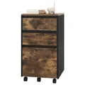 Produktbild: WOLTU mobiler Aktenschrank, Schrank für Aktenordner, Aufbewahrungsschrank im Büro, Büroschrank mit Rollen, Rollcontainer mit 3 Schubladen, Dunkle Eiche Schwarz, 40x71.5x40 cm, ASK01hov