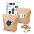 Produktbild: DIY itenga AdventskalenderSet zum Selberbefüllen Geschenktüten + Klammern + Sticker (Adventskalenderzahlen) (Motiv Z12 Blautöne Schlicht)