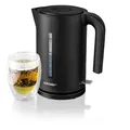 Produktbild: Wasserkocher 1,7 Liter schwarz Kunststoff 2200 W Kalkfilter Sicherheitsdeckel