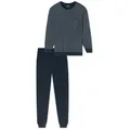 Produktbild: SCHIESSER Herren Schlafanzug, lang - Comfort Essentials, Baumwolle, Rundhals Dunkelblau M