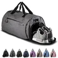Produktbild: Fitgriff® Sporttasche & Reisetasche für Damen und Herren - mit Schuhfach & Nassfach - Tasche für Sport, Fitness & Reisen - Trainingstasche, Gym Bag (Grau, 58 x 31 x 31 cm (Medium))