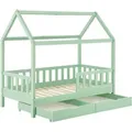 Produktbild: Juskys Kinderbett Marli 90 x 200 cm mit Bettkasten Mint