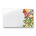 Produktbild: DEQORI Frühstücksbrett Glas | klein 23x14 cm | Motiv Banner gerahmt mit Gemüse | Design Schneidebrett für Küche | Frühstücksbrettchen antibakteriell & rutschfest | Glasplatte & Servierplatte