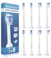 8er demirdental Mini Sensitive Aufsätze passend für Philips Sonicare Ersatzbürsten, weiche und kleine Bürstenköpfe für sensible Zähne, Weiß, entspricht HX6088