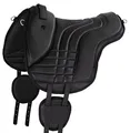 Produktbild: Equinate Reitpad Stella aus synthetischem Leder Pony Schwarz - Bareback Pad mit pflegeleichter Neopren Unterseite - Reitkissen Baumloser Sattel
