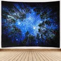 Produktbild: Towinle Wandbehang Hochwertige Wandteppich Tapisserie Psychedelic Wandtuch Hausdeko Bettdecke Strandtuch Tagesdecke Boho Deko (Wald Sternenhimmel)