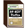 Produktbild: Creative Deco 10 x A4 MDF Platten Einseitig Lackiert Wenge | 300 x 210 x 3 mm | Dünne Holz-Platten | Perfekt für Laser, CNC Router, Modellierung, Laubsäge