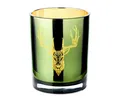 Produktbild: EDZARD Windlicht Ted, Glas, Hirsch-Motiv, grün und gold, H 13 cm, Ø 10 cm