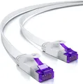 Produktbild: deleyCON 3m RJ45 Patchkabel Flachkabel mit CAT7 Rohkabel Netzwerkkabel Ethernetkabel Slim U/FTP Gigabit Ethernet Lan Kabel Kupfer - Weiß