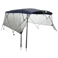 Produktbild: vidaXL 4 Bow Bimini Top mit Mesh-Seitenteilen, Bootsverdeck mit Aluminiumrahmen, Sonnenverdeck Boot Sonnensegel, Blau 600D Polyester