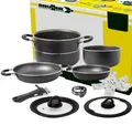 Produktbild: BRUNNER Camping Kochgeschirr Alu-Topfset - 7+1teilig ø 22cm PIRATE NG - Stapelbar
