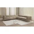 Produktbild: S-STYLE MÖBEL - Chesterfield Ecksofa Nova mit Goldene Metall Füßen aus Dunkle Creme Samtstoff, B/T/H: 323 cm/ 323 cm/ 75 cm