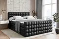 Produktbild: ALTDECOR Boxspringbett mit Matratze und Lattenrost - VIONE -Z KING - 180x200 cm -Schwarz Kunstleder - Topper, Fußteil, Polsterbett mit Bettkasten, Bett mit Stauraum H3 - und H4 - Matratze, Doppelbett, Springboxbett