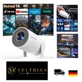 Produktbild: Mini Beamer Projektor 4K Android 14 WiFi 6 Bluetooth 5 für Reisen, 180 drehbar