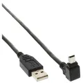 Produktbild: INLINE USB 2,0 Mini-Kabel, Stecker A an Mini-B Stecker (5pol,) oben abgewinkelt 90°, schwarz, 1m