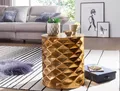 Produktbild: FINEBUY Beistelltisch SuVa12248_1 Ø43,5 cm Aluminium Sofatisch Anstelltisch Couchtisch (43,5x48x43,5 cm Aluminium Hammerschlag Gold Rund), Sofatisch Orientalisch, Kleiner Wohnzimmertisch