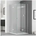 Produktbild: IMPTS Eckdusche Duschkabine Eckeinstieg Drehfalttür eckdusche, BxT: 90x120 cm, Sicherheitsglas, Falttür Faltdusche Falttürkabine, mit hochwertigen Aluminiumprofilen in Chrome, Duschabtrennung Falttür Dusche Glasabtrennung 90 cm x 185 cm x 120 cm