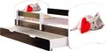 Produktbild: ACMA Jugendbett Kinderbett Junior-Bett Komplett-Set mit Matratze Lattenrost und Rausfallschutz Wenge 40 Katze mit Herz 140x70 + Bettkasten