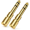 Produktbild: deleyCON Klinke Adapter 3,5mm auf 6,35mm [2 Stück] Klinkenstecker AUX Stereo Audio - vergoldete Kontakte - für Kopfhörer, Lautsprecher, Gitarre, HiFi Verstärker, Keyboard, Mischpult usw.