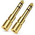 Produktbild: 2x Klinke Adapter 3,5mm auf 6,35mm TRS Stereo Audio Ton Klinkenadapter vergoldet
