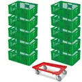 Produktbild: BRB 10 Euroboxen, 600x400x240 mm, grün, lebensmittelecht + GRATIS Transportroller