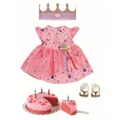Produktbild: BABY born Deluxe Happy Birthday Set 43 cm, Geburtstags-Set für Puppen mit rosa Puppenkleid und Schuhen, inklusive Krone und Torte mit 6 Kuchenstücken, 830789 Zapf Creation