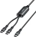 Produktbild: UNITEK KABEL USB-C 2W1 PD 100W SILIKON 1,8M (C14146ABK01-1.8M)