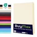 Produktbild: Buymax® Spannbettlaken 140x200cm Baumwolle 100% Spannbetttuch Bettlaken Jersey, Matratzenhöhe bis 25 cm, Farbe Beige