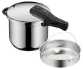 Produktbild: WMF Perfect Schnellkochtopf Induktion 6,5l, Dampfkochtopf mit Einsatz, großes Kochsignal, 2 Kochstufen, abnehmbarer Deckelgriff, Cromargan Edelstahl