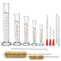 Produktbild: Messzylinder Glas, JESSTOLO 13 Stück Dickglas Graduierten Glasmesszylinder Set Chemistry Messung Werkzeuge mit 5 Meßzylinder 5ML 10ML 25ML 50ML 100ML, 3 Waschbürste, 3 Glas Pipetten und 2 Glasstab