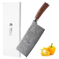Produktbild: Wakoli EDIB Sakura Hackmesser 19 cm | Damast Hackbeil & Kochmesser aus 67 Lagen mit VG10 Kern, robuste Klinge und Pakkaholzgriff | Scharfes Küchenmesser für Fleisch, Gemüse & Kräuter in Geschenkbox