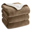 Produktbild: BEDSURE Kuscheldecke - Warm Sherpa Wolldecke & Sofadecke, Flauschig Sofaüberwurf Decke, Dicke Couchdecke, Fleecedecke, Flauschige Wohndecke für Couch, Kamel, 220x240 cm, XXL