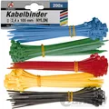 Produktbild: KRAFTMANN KABELBINDER-SORTIMENT KABEL-BINDER-SATZ 200-teilig FARBIG Nylon