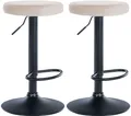 Produktbild: CLP 2er Set Barhocker Ponte Samt I Drehbarer Thekenhocker I Höhenverstellbarer Hocker I Küchenhocker mit Metallgestell, Farbe:Creme, Material Gestell:Metall matt schwarz