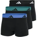 Produktbild: adidas Herren Boxershorts, 3er Pack - Trunks, Active Flex Cotton, Logo, einfarbig Schwarz/Blau/Grün XL