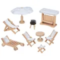 Produktbild: GOKI Puppenmöbel Garten 9tlg aus Holz für Kinderpuppenhaus 51475 Gartenmöbel NEU