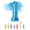Produktbild: LITTLE BIRTHDAY Zahlen Luftballon Folienballon, 101 cm, blau 1