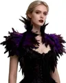 Produktbild: keland Victorian reale natürliche Feder Shrug Schal Schulterumhang Cape Gothic Kragen Halloween-Kostüm (Violett)
