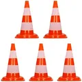 Produktbild: ECD Germany 5x Verkehrskegel 47 cm Orange-Weiß 2 Reflektoren Stapelbar Flexibel Warnkegel Leitkegel Verkehrshütchen