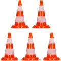 Produktbild: Ecd Germany - 5 Stück Verkehrskegel Pylone 47 cm, Orange-Weiß, Verkehrsleitkegel mit 2 reflektierenden Streifen, stapelbar & flexibel, Warnleitkegel