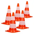 Produktbild: ECD Germany 5 Stück Verkehrskegel Pylone 47 cm, Orange-Weiß, Verkehrsleitkegel mit 2 reflektierenden Streifen, stapelbar & flexibel, Warnleitkegel Warnkegel Leitkegel Verkehrshütchen Markierungskegel
