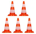 Produktbild: ECD Germany Warndreieck Verkehrsleitkegel aus PVC mit 2 reflektierenden Streifen, 5-tlg., Verkehrskegel Pylone 47cm Warnleitkegel Warnkegel Leitkegel