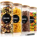 Produktbild: Deco haus® Vorratsgläser mit Deckel Luftdicht 4 x1400ml [+ETIKETTEN] - Vorratsdosen Glas mit Deckel Luftdicht - Aufbewahrungsgläser - Vorratsbehälter Glas Eckig - Vorratsglas - Aufbewahrungsglas