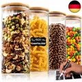 Produktbild: Deco haus® Vorratsgläser mit Deckel 4er Set [+ETIKETTEN] - Für Müsli, Zucker, Me