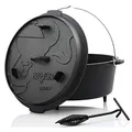 Produktbild: BBQ-Toro Dutch Oven Premium Serie | 13,6 Liter (DO12P), Topf mit Füße | bereits eingebrannt - preseasoned | Verschiedene Größen | Gusseisen Kochtopf | Bräter mit Deckelheber