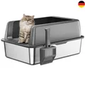 Produktbild: Edelstahl Katzentoilette XXL 59 L x 37 5 W x 27 H cm mit Deckel Stabile
