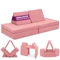 Produktbild: Linodino® Spielsofa | Kindersofa aus Schaumstoff Softbausteine - Kindercouch & Kuschelecke im Kinderzimmer | Stapelsteine für Kinder | Oeko-TEX 100 Zertifiziert | Korallen Rosa