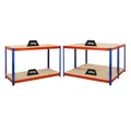 Produktbild: Mega Deal | 3x Profi Werkbank STRONG BEAST | HxBxT 90x150x60cm | Fachlast 500kg | Blau-Orange